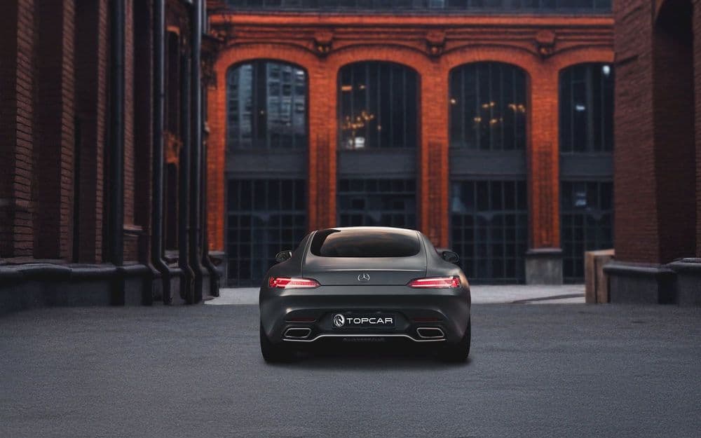 Mercedes AMG GTS задняя часть спортивного купе AMG