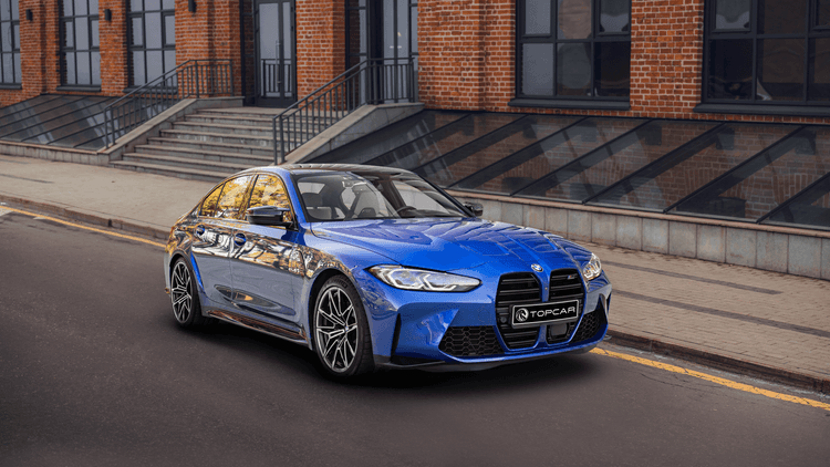 Синий BMW M3 Competition G80 экстерьер спортивного седана