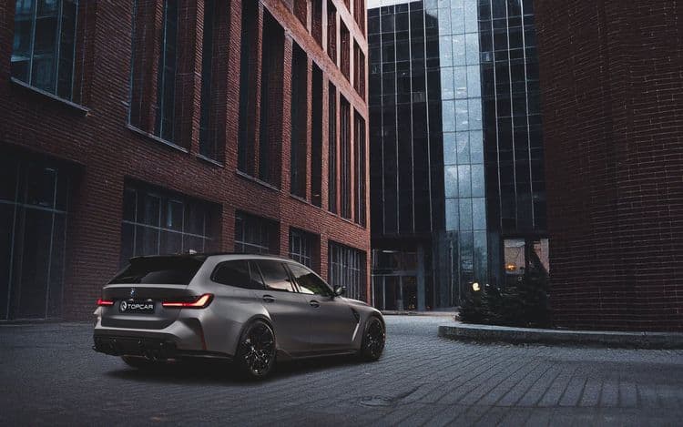 BMW M3 Touring серый матовый кузов задний ракурс