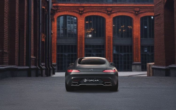 Mercedes AMG GTS задняя часть спортивного купе AMG